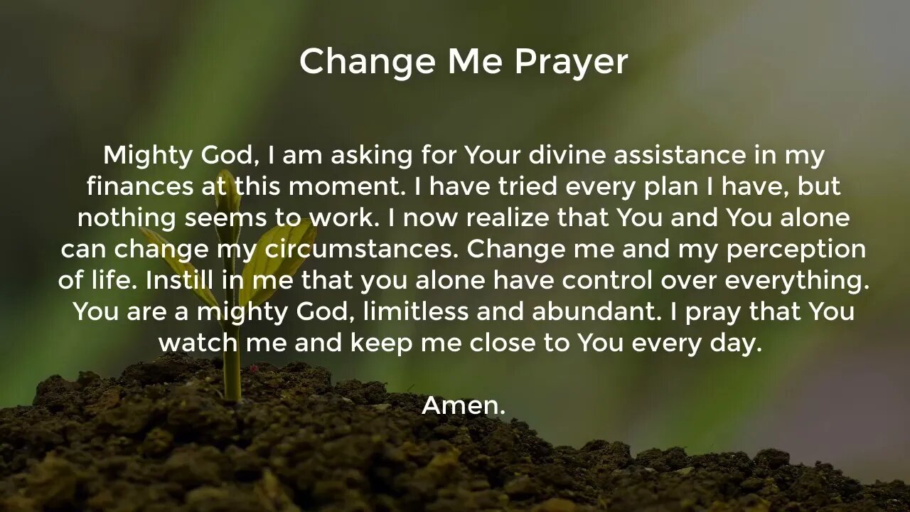 Change Me Prayer (Prayer for Financial Stability)