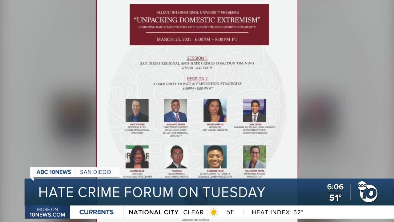 San Diego forum on combating hate and violence against AAPIs on Tuesday