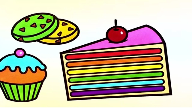 How to Draw Sweet Rainbow Cake For Kids