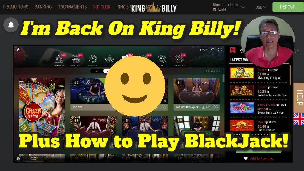 I'm Back on King Billy! The Four Methods We Will Use to Play BlackJack on the Site!