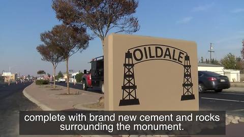 A new gateway monument greets the community of Oildale