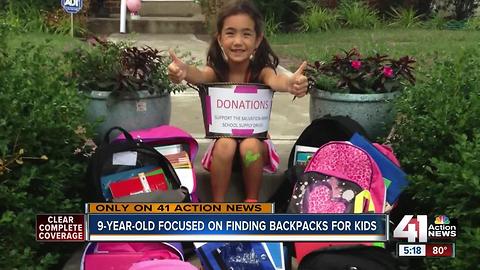 9-year-old Kansas City girl organizes backpack drive