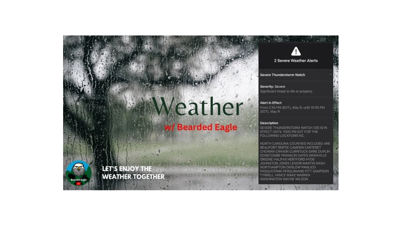 Bearded Eagle is going live! Weather in NC!