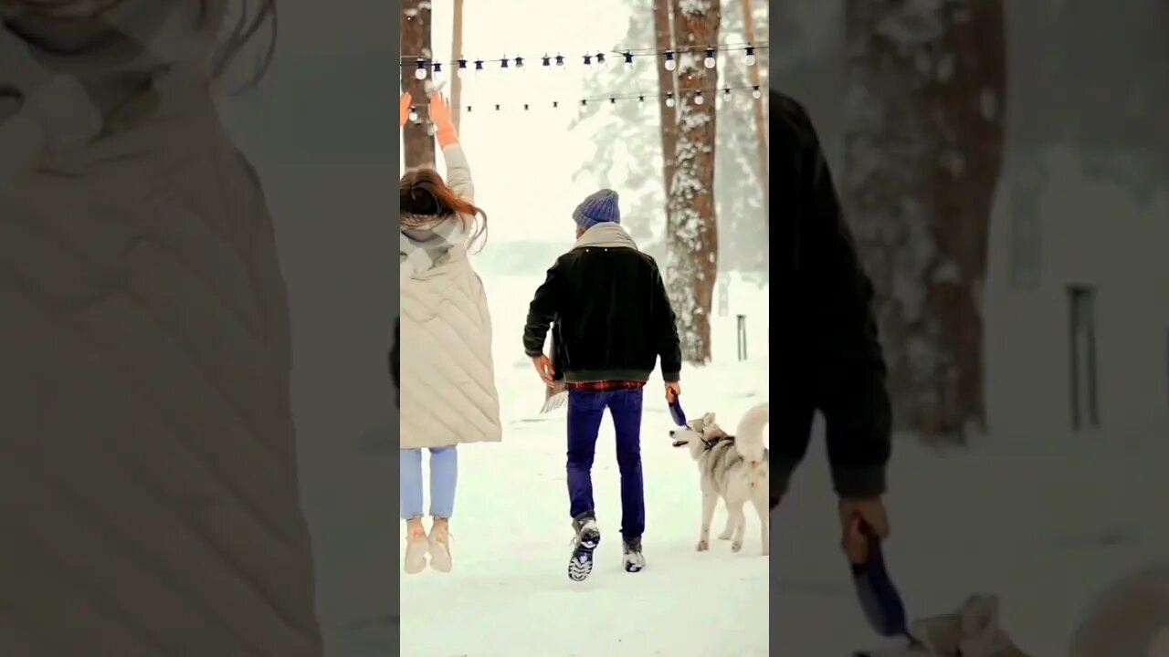 A couple with dog in snow❤️🔥 | ua58sb #shorts #animals #dog