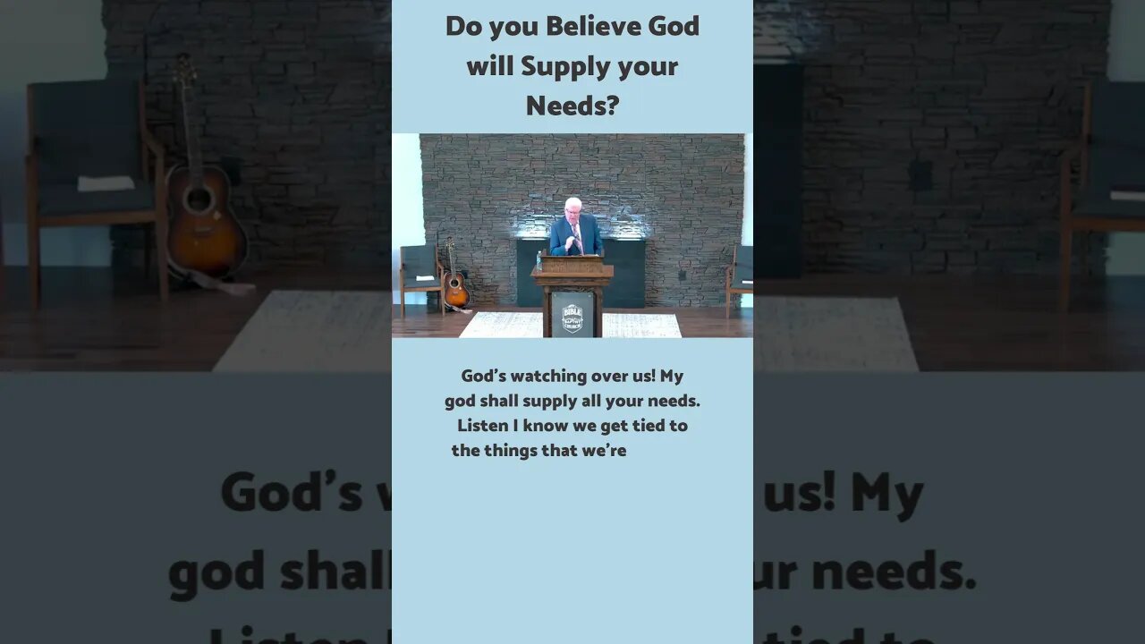 Do you Believe God will Supply your Needs?