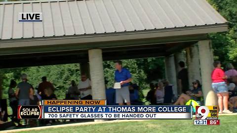 Crowd grows for Thomas More College's solar eclipse watch party