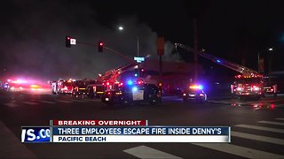 Workers escape fire at Pacific Beach Denny's restaurant