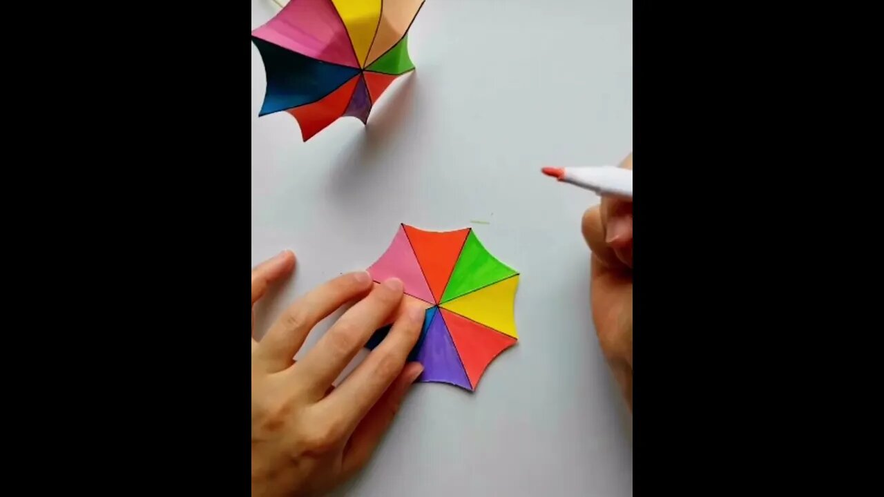 Kids Origami umbrella craft ￼