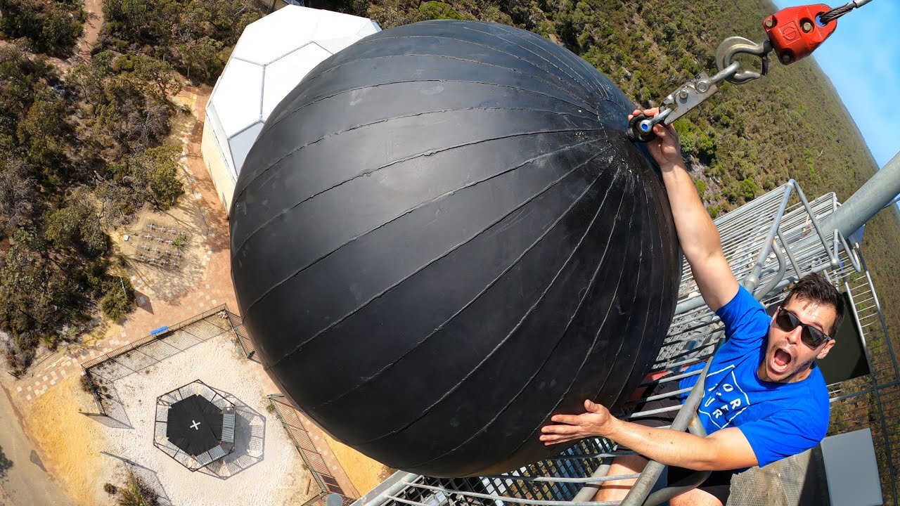 Wrecking Ball Vs. World's Strongest Trampoline from 45m