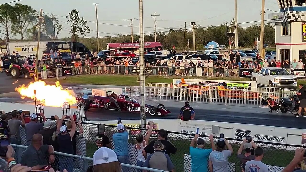 Jet Car action at The Snowbird Outlaw Nationals Bradenton Florida 2022 #jetcar #railfanrob