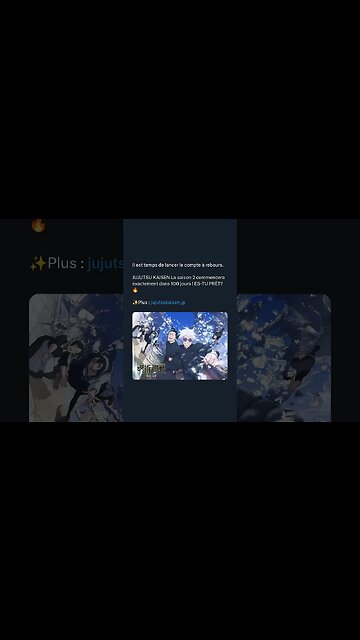 La saison 2 de JUJUTSU KAISEN commencera exactement dans 100 jours !