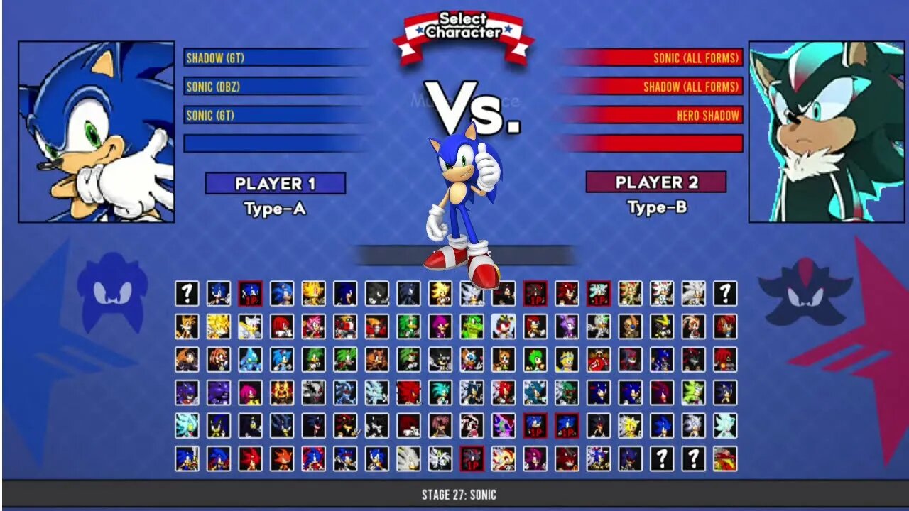 Shadow GT & Sonic DBZ & Sonic GT VS Sonic all forms & Shadow all forms I Sonic Battle MUGEN HD