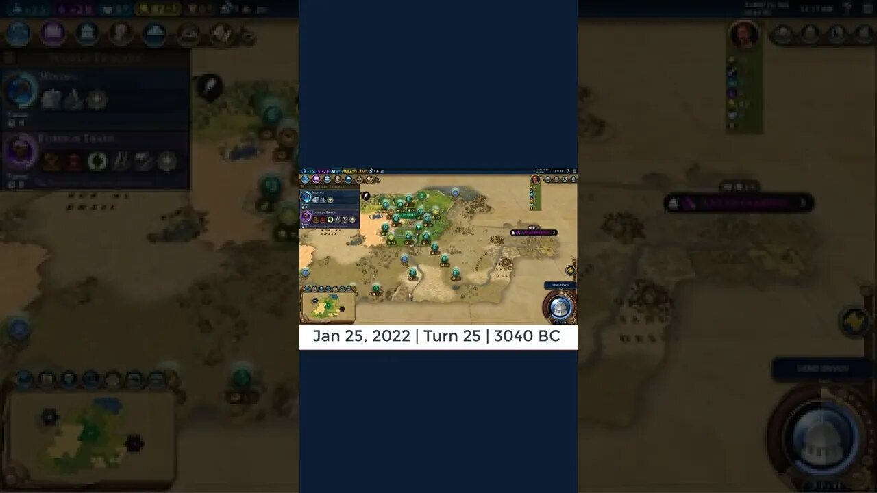 #oneturnadaychallenge #civ6 – Turn 25 - UNMET CIV NEARBY? #shorts