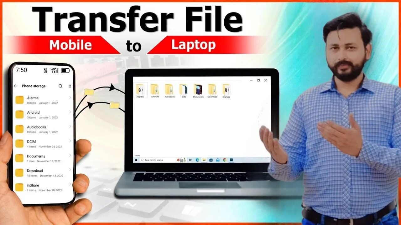 How to Transfer Files From Mobile To Laptop Without Data Cable | Share Files From Mobile To Laptop