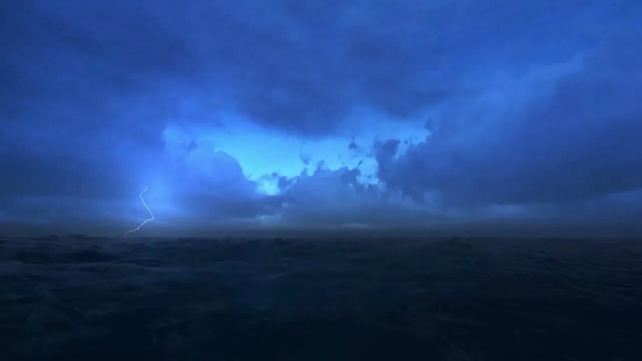 Heavy Thunderstorm Sound in Ocean at Night Time [ Ocean Sound | Lighting Sound | Rain Sound | HD ]