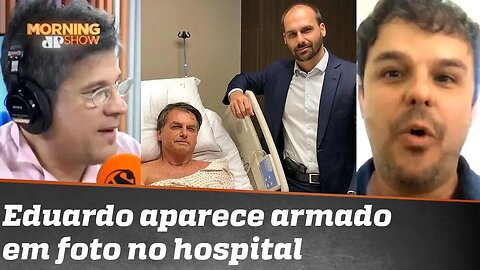 Eduardo Bolsonaro aparece armado em foto com o pai no hospital. Polêmica vazia?