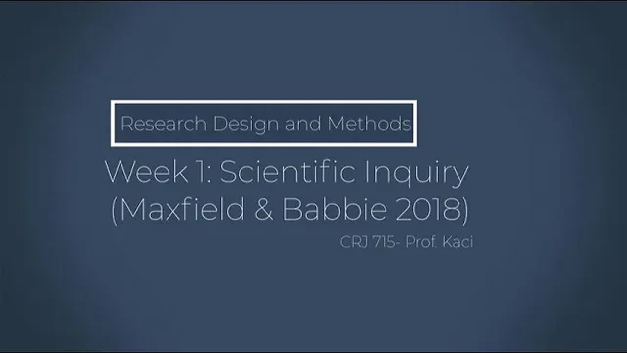 Research Methods- Week 1 Video Introduction