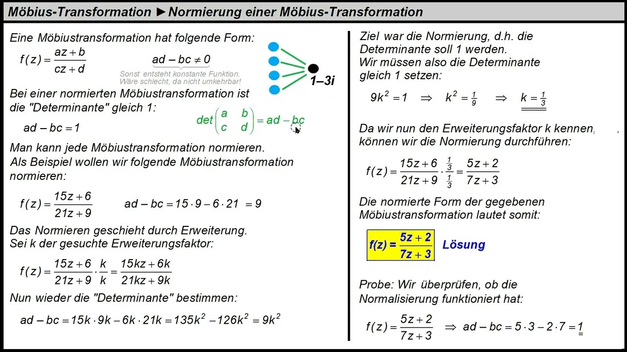 Möbiustransformation ►Normierung einer Möbiustransformation