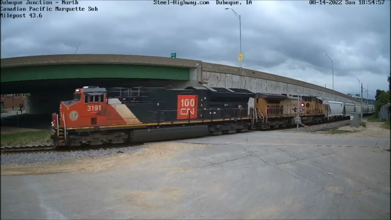 CN 3191 Leading SB CP 654 Sand at Dubuque Junction, IA on August 14, 2022 #steelhighway