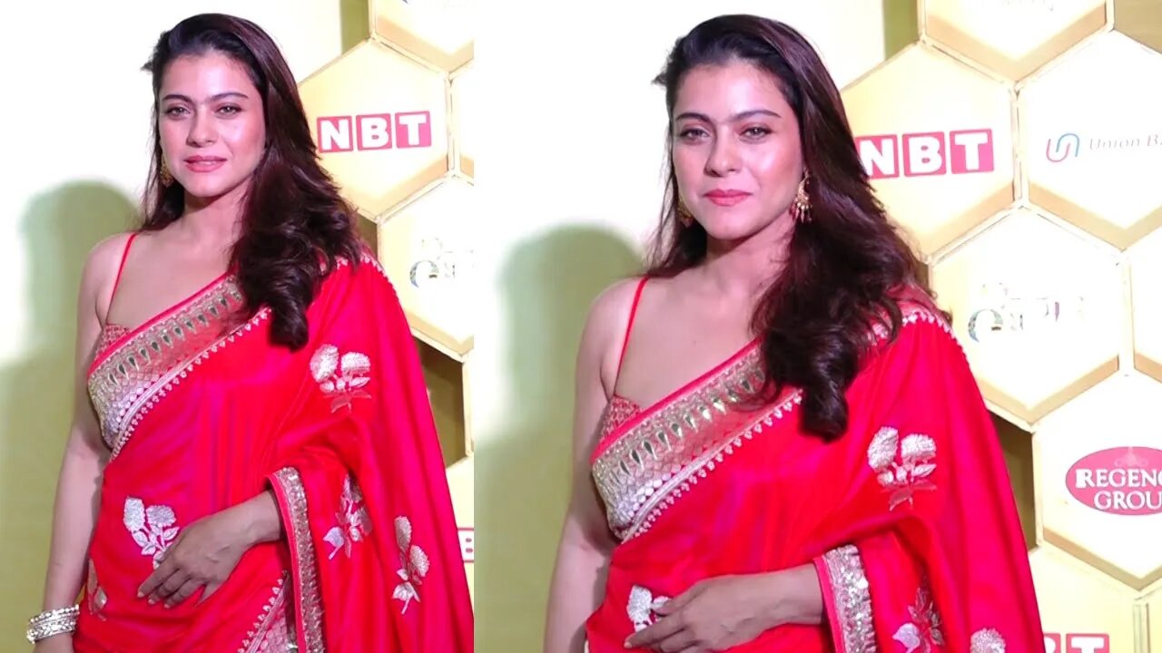 Kajol Devgan Looking Gorgeous in Pink Saree When She Arrives at NBT 72th Awards 😍