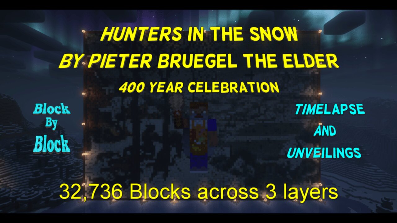 Masterpieces in voxel art: Jan Brueghel the Elder Hunters in the Snow (Winter) 1565