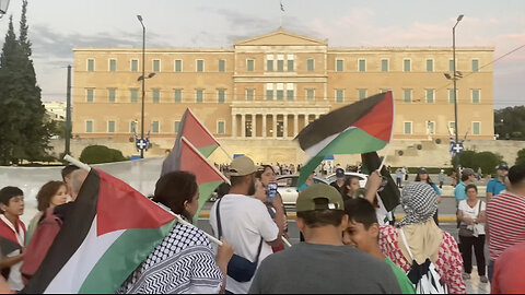 Outside Greece's Parliament, protesters denounce Greek government's complicity in Israel's genocide