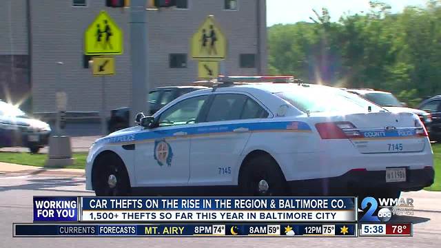 Car thefts on the rise in the region and Baltimore County