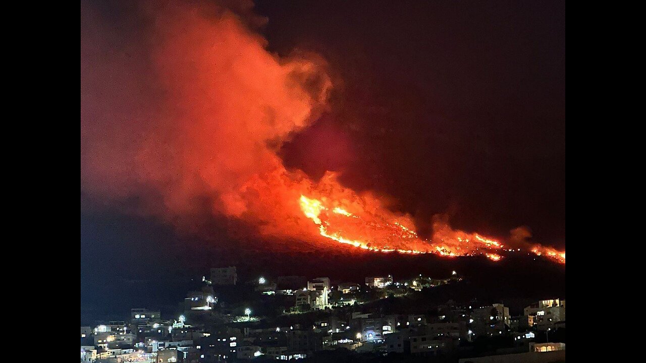 A huge fire spreads in Kafr Nahaf as a result of Hezbollah rocket fire