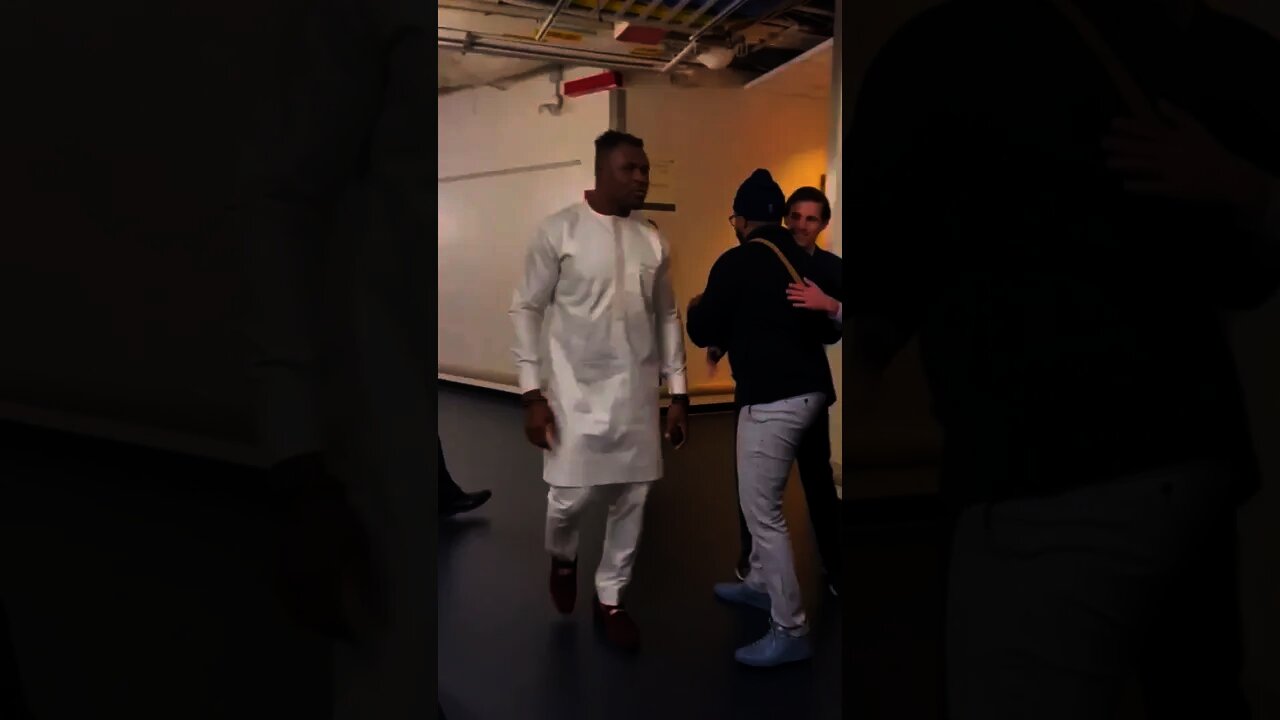 Francis ngannou ignores his first coach and former teammate Ciryl Gane backstage at UFC 268