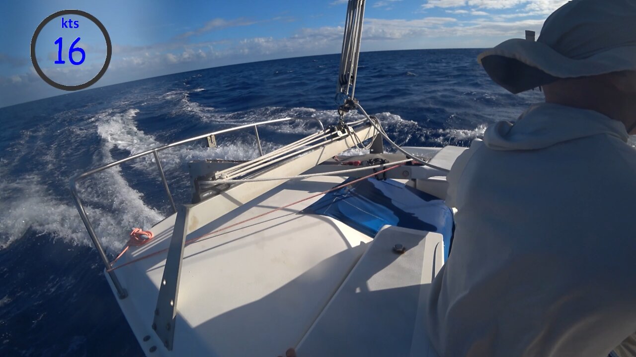 Literally skimming across Mamala Bay, Hawaii in one of Ian Farrier's incredible multihull designs