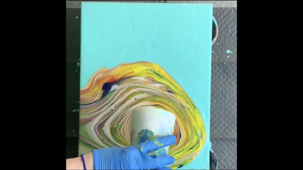 (13) DelicateTree Ring Pour with Negative Space -Acrylic Pouring