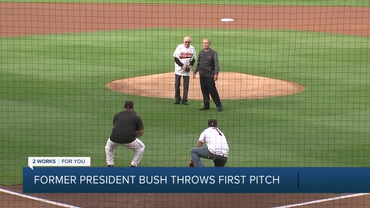 George W. Bush throws first pitch at OSU baseball game