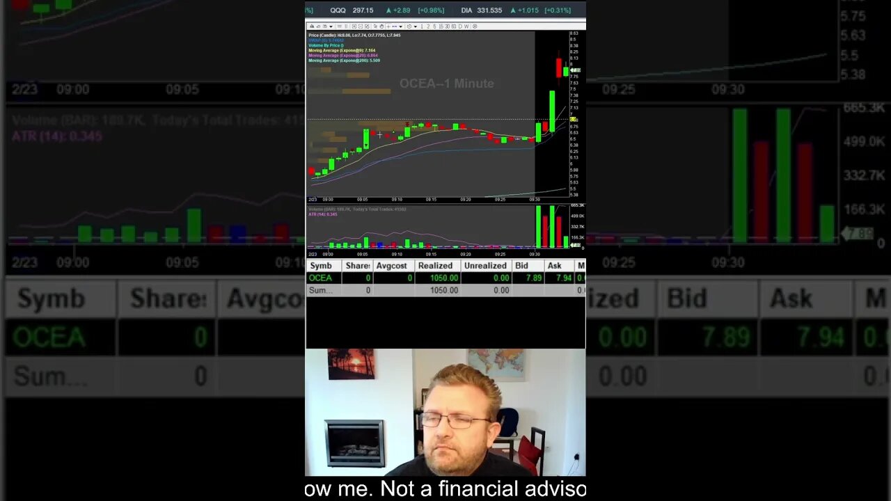 Trading $OCEA volatility halt. #shorts