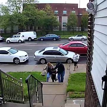 Security Cam Catches Woman Tripping On Stairs