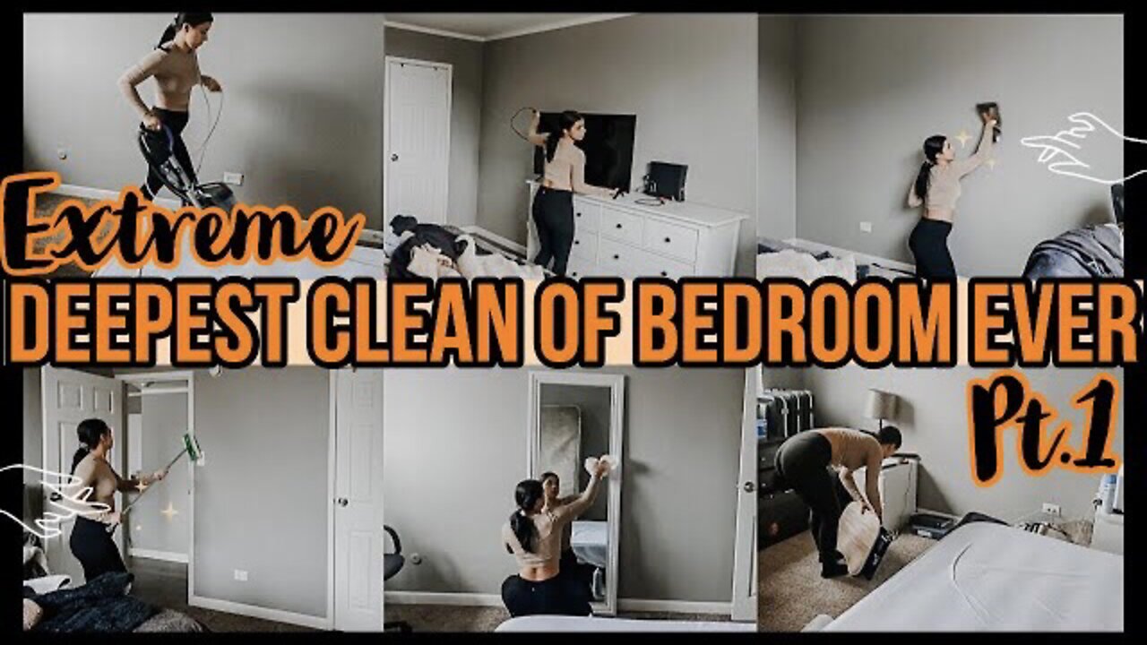 *EXTREME* DEEPEST CLEAN EVER OF BEDROOM PT.1 2021 | EXTREME SPEED CLEANING MOTIVATION | ez tingz