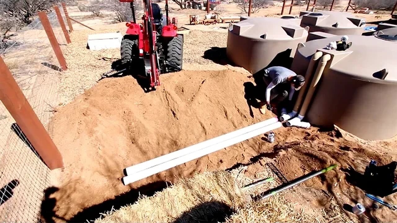 Running the 4" Piping For Our Rainwater Harvesting Roof