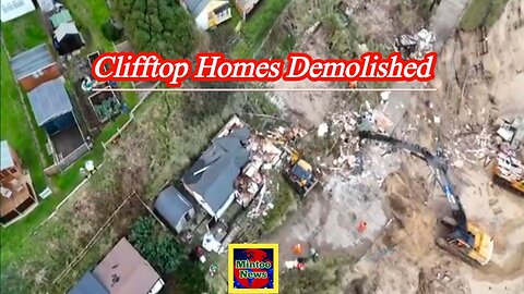 Angry scenes as clifftop homes are demolished