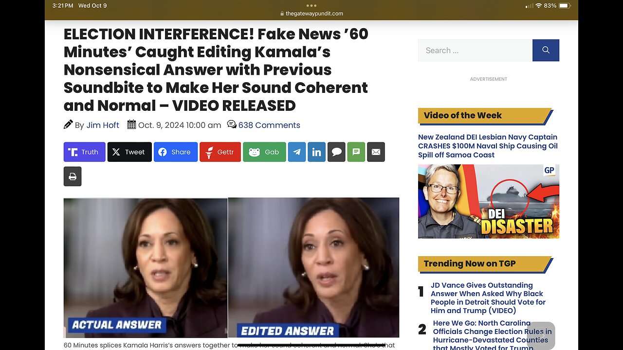 ELECTION INTERFERENCE! Fake News ’60 Minutes’ Caught Editing Kamala’s Nonsensical Answer