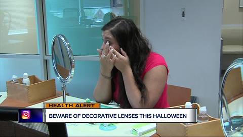 Headline*: 50/100 Beware of decorative contact lenses this Halloween