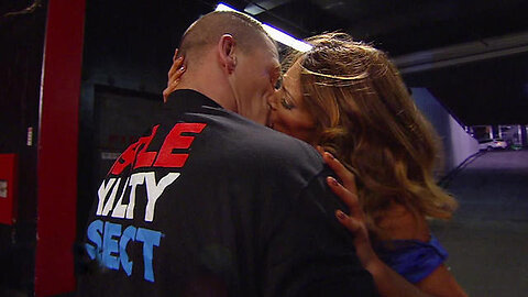 Raw: After saving her from Kane, John Cena and Eve kiss as Zack Ryder looks on @WWE