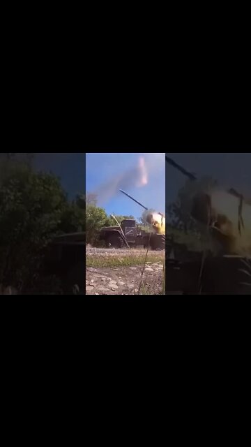 Fire from multiple launch rocket systems "Grad" and "Tornado-G"