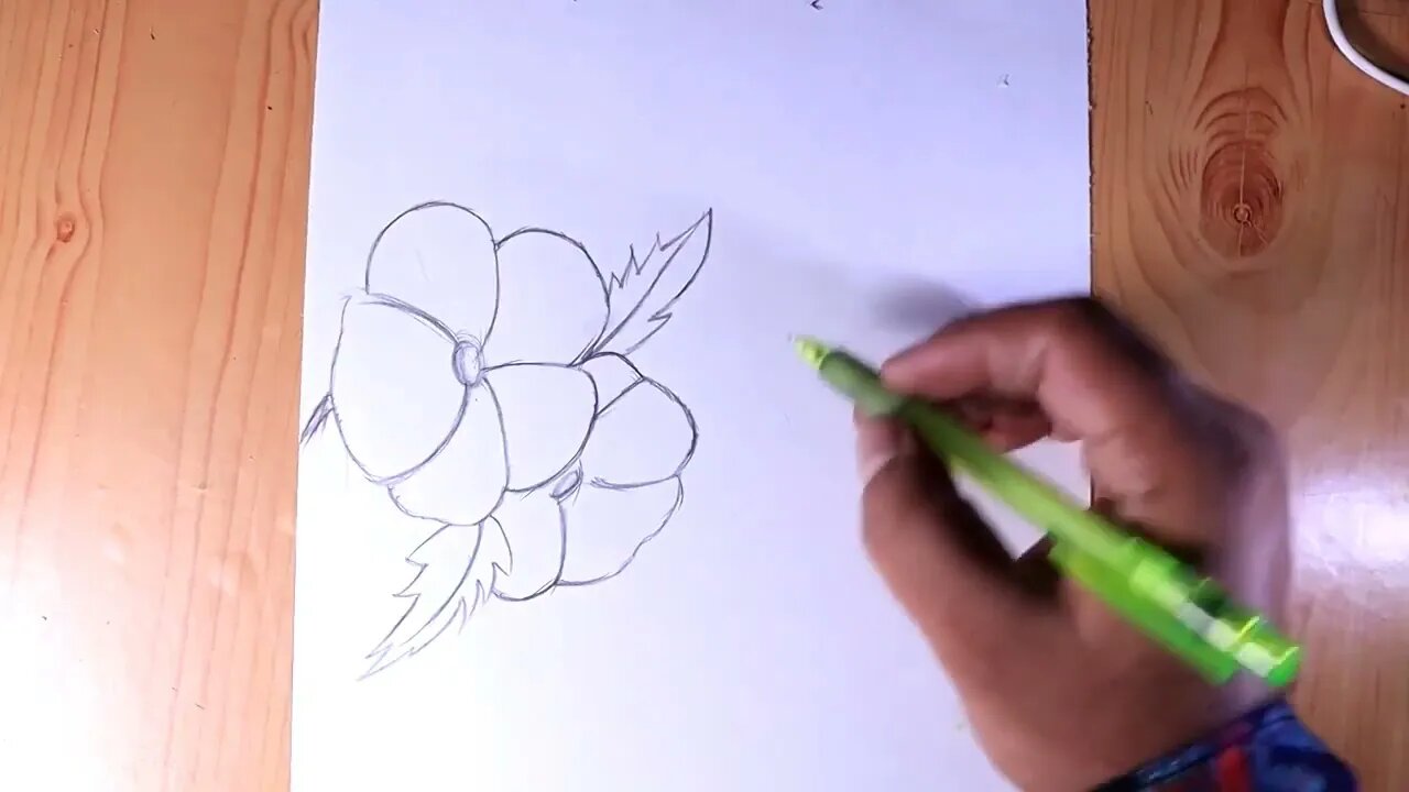 Simple pencil drawing beautiful Bird with Flower