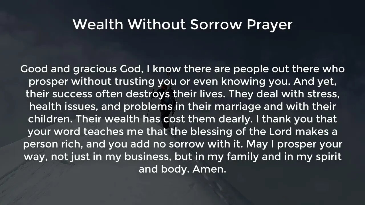 Wealth Without Sorrow Prayer (Prayer for Success and Prosperity in Business)