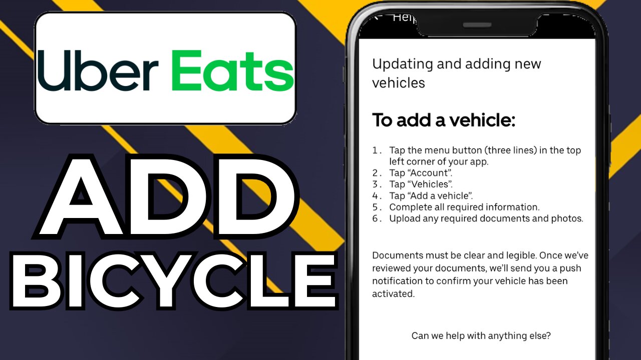 HOW TO ADD BICYCLE TO UBER EATS