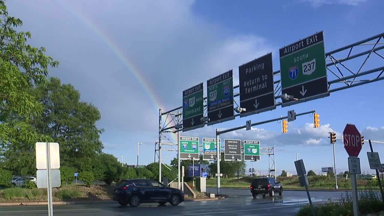 Beautiful rainbow spotted in Cleveland near the airport