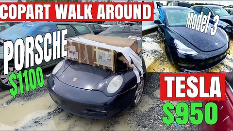 Copart Walk Around Tesla Model 3, Porsche 911, New Kia, Silverado and more