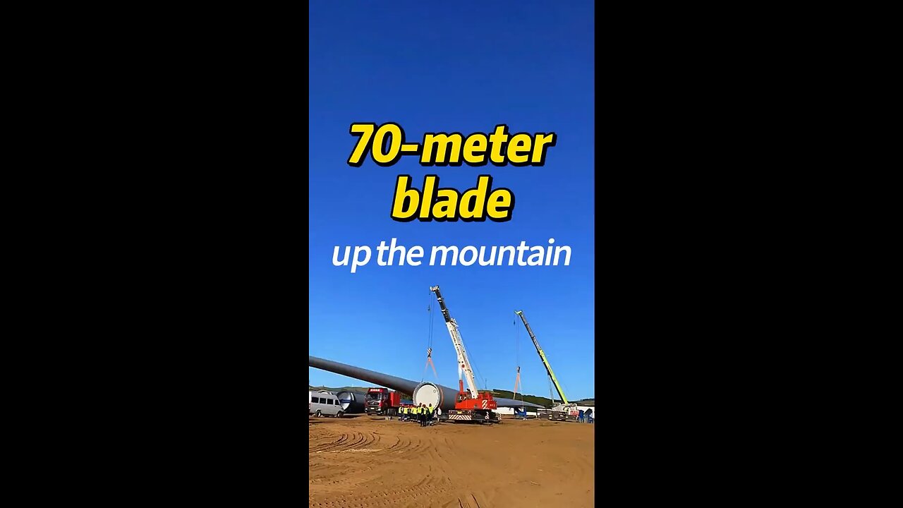 Wind Turbines Blade up to 70-meter Transport process up a mountain
