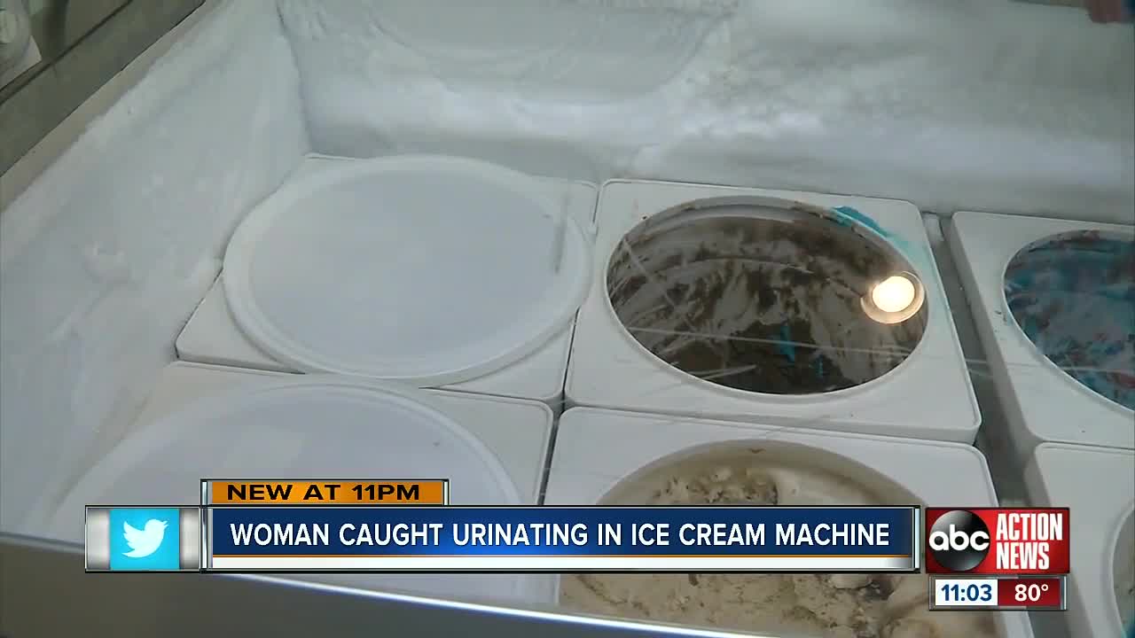 Woman caught urinating in ice cream machine