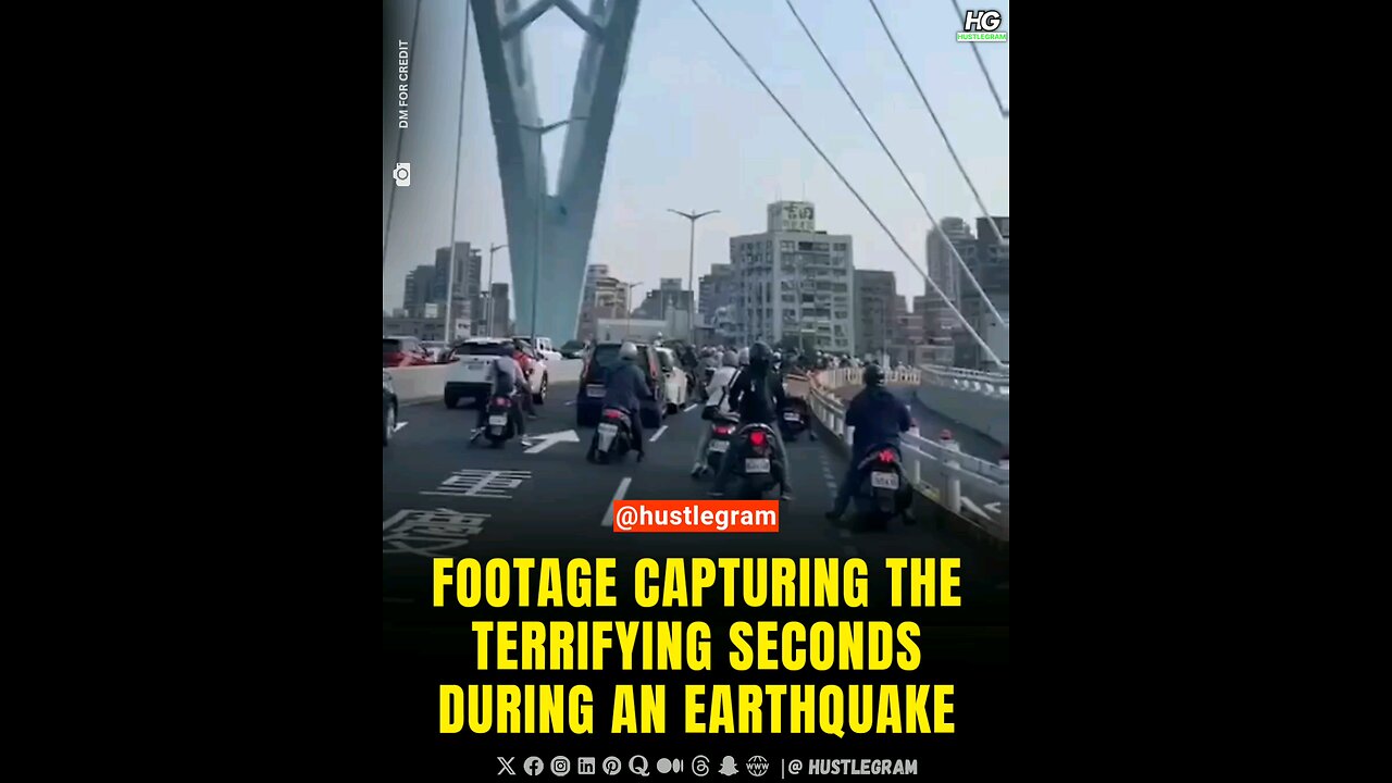 Footage capturing the terrifying seconds during an earthquake as everything crumbles around.