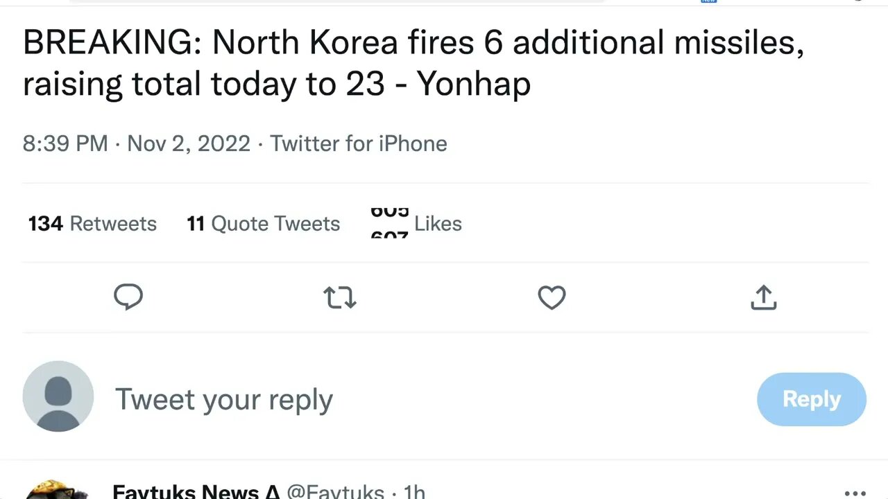 朝鮮又發射了 6 枚導彈，今天總數增加到 23 枚